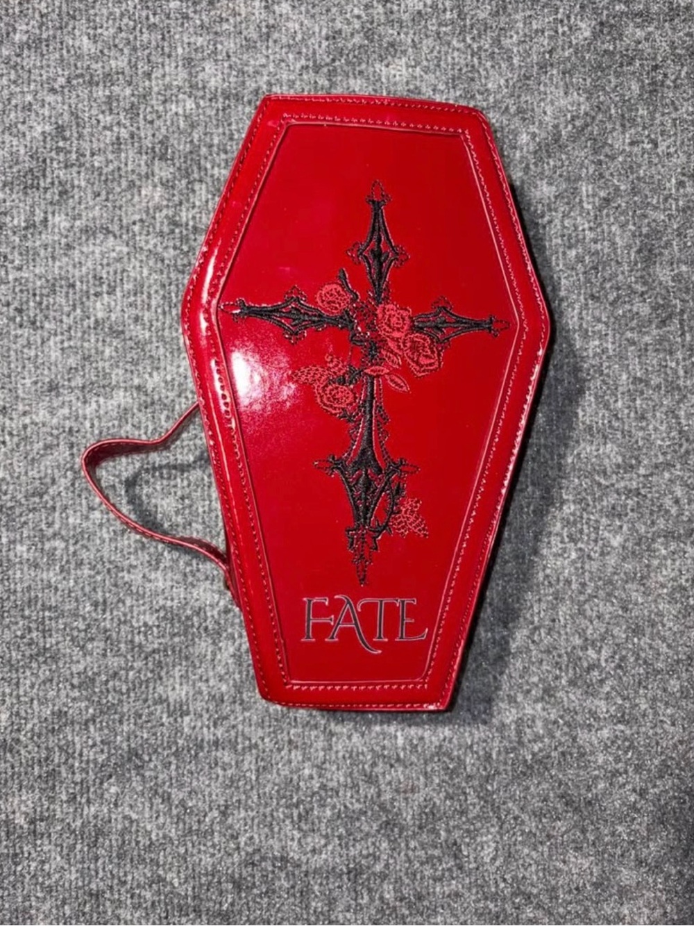 Fate Red Coffin-Shaped Cross Embroidered Belt Bag